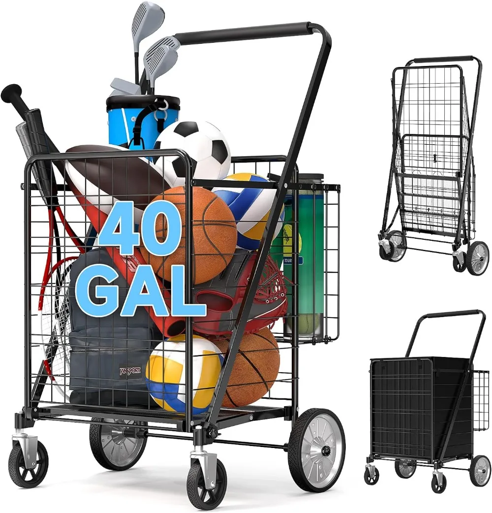 

Extra Large Shopping Cart - Huge Grocery Cart with 360° Swivel Big Strong Wheels 450Lbs Capacity Foldable Shopping Cart
