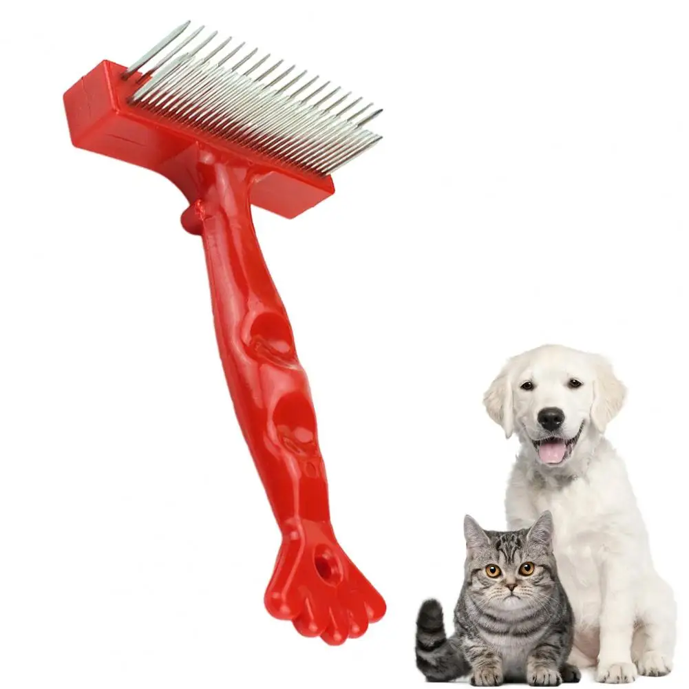 

Cat Grooming Tool Stainless Steel Dematting Comb for Dogs Cats Double Row Pet Grooming Rake Brush with Lobster for Pets for Pets