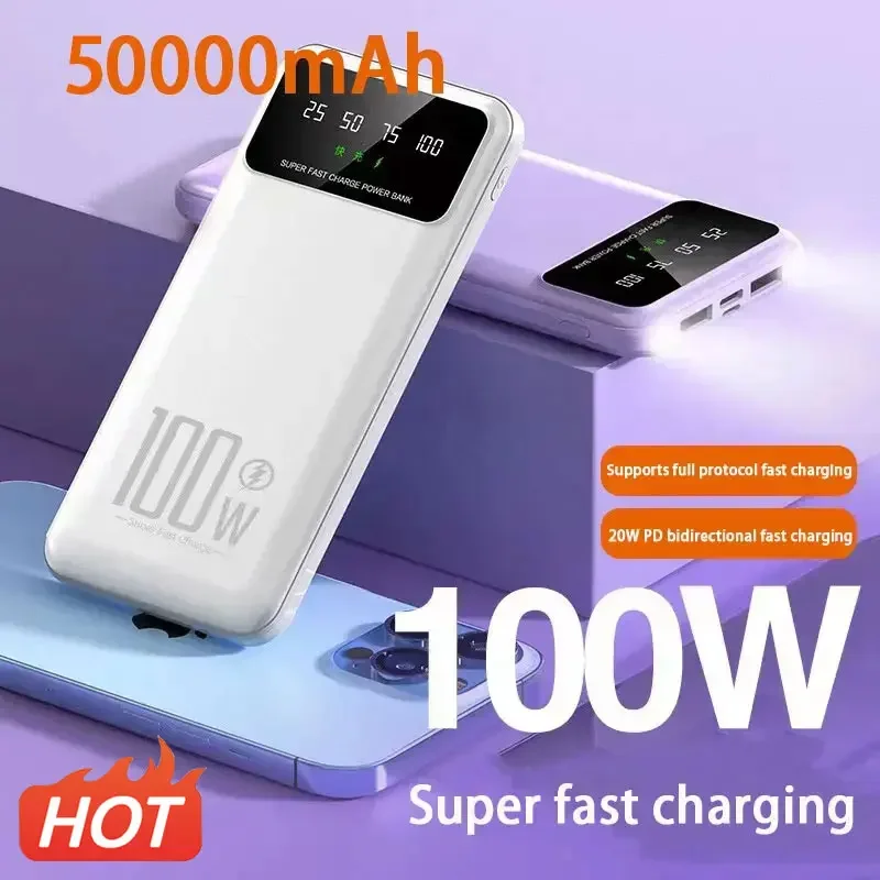 Портативное зарядное устройство для iPhone, Huawei, Samsung, 50000 мАч, 100 Вт
Портативное зарядное устройство для iPhone, Huawei, Samsung, 50000 мАч, 100 Вт