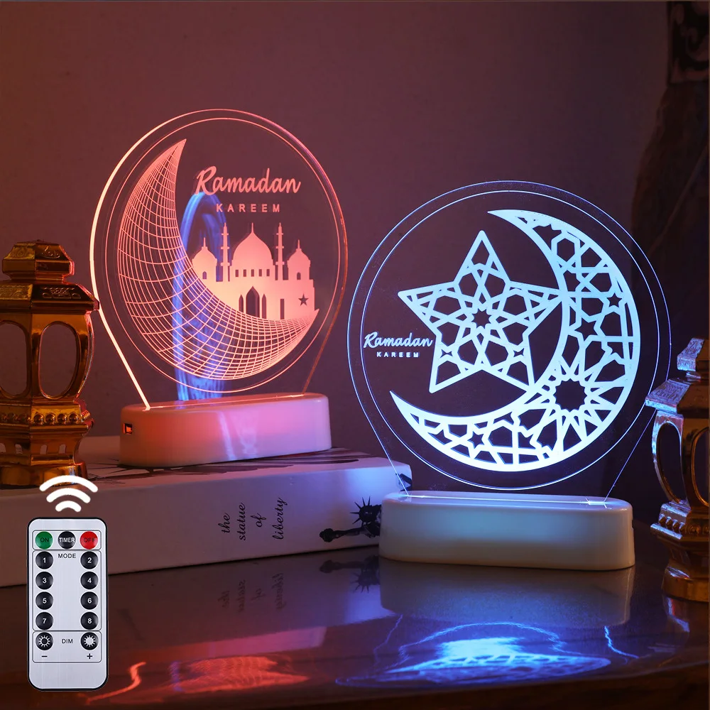 3D EID Mubarak Night Light 7 Colors Change Remote Control Ramadan Decor Islamic Muslim Star and Moon Table Lamp EID Kareem Gifts
3D EID Mubarak Night Light 7 Colors Change Remote Control Ramadan Decor Islamic Muslim Star and Moon Table Lamp EID Kareem Gifts