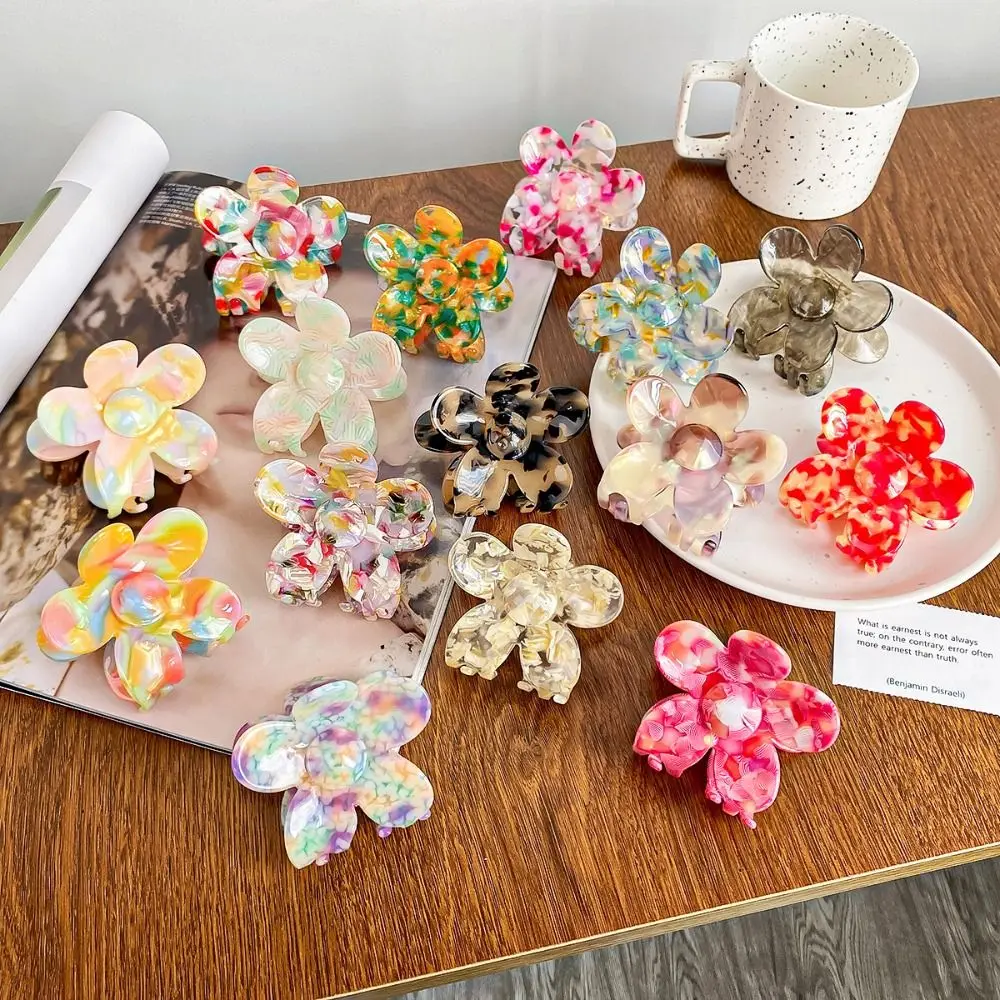 

Multicolor Acetic Acid Hair Claw Small Size Korean Style Flower Hair Crab Clip Hairpin Hair Clip Geometry Shark Clip