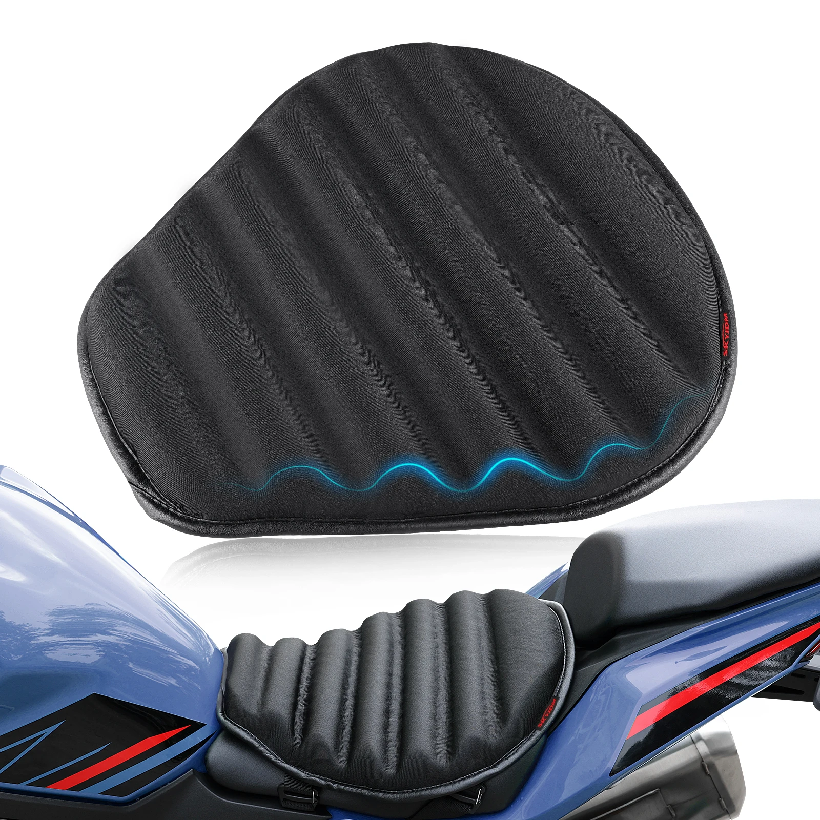 

NEW Wavy Motorcycle Seat Pad Black 3D Honeycomb Structure Shock& Breathable Motorcycle TPE Seat Cushion for Long Rides Anti-slip