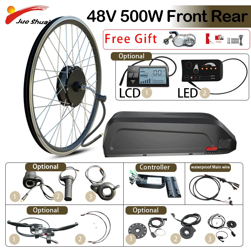 

Electric Bicycle Conversion Kit with 16-24AH Lithium Battery 20-29Inch 48V 1500W 2000W EBike Brushless Hub Motor Bike Wheel kit