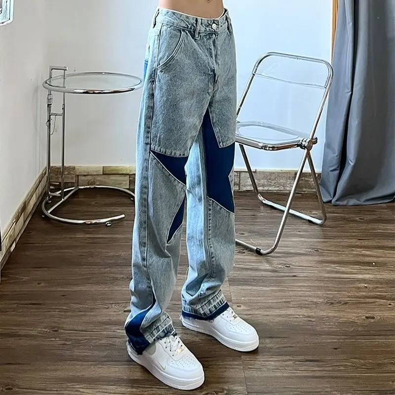 Hip Hop American High Street Spring and Autumn Men Retro Loose Spliced Straight leg Jeans Trendy Personalized Casual Pants y2k
Hip Hop American High Street Spring and Autumn Men Retro Loose Spliced Straight leg Jeans Trendy Personalized Casual Pants y2k