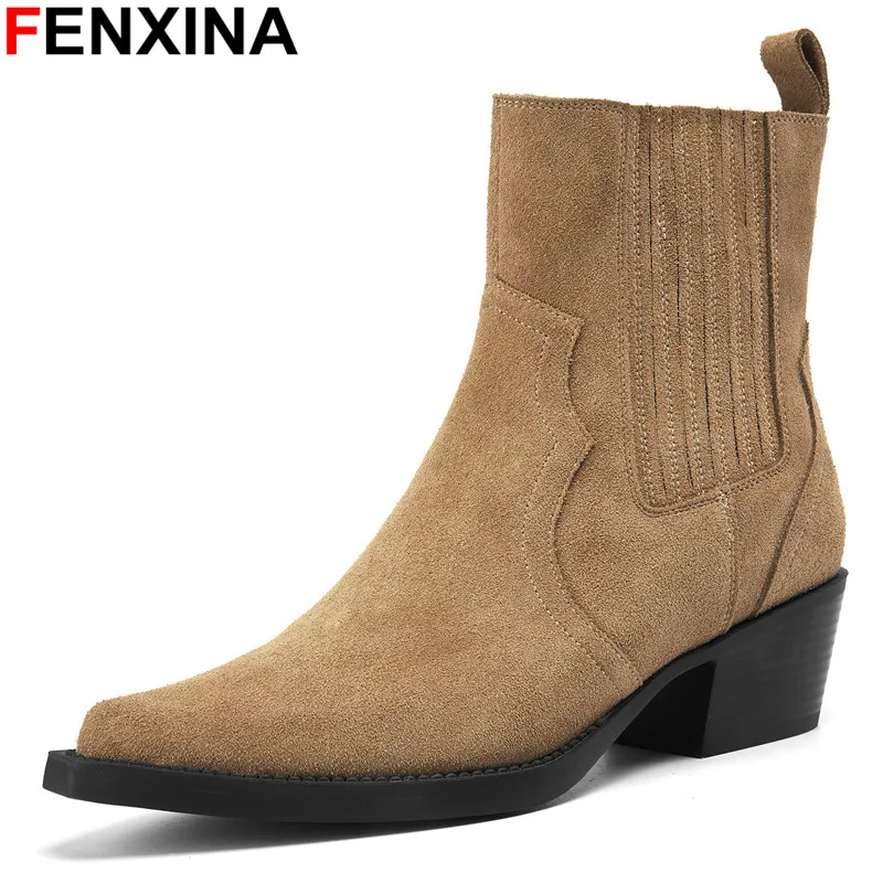 Новые ковбойские сапоги FENXINA 2024 из коровьей замши в западном стиле женские эластичные Ретро ботильоны с острым носком ручной работы женская обувь
Новые ковбойские сапоги FENXINA 2024 из коровьей замши в западном стиле женские эластичные Ретро ботильоны с острым носком ручной работы женская обувь