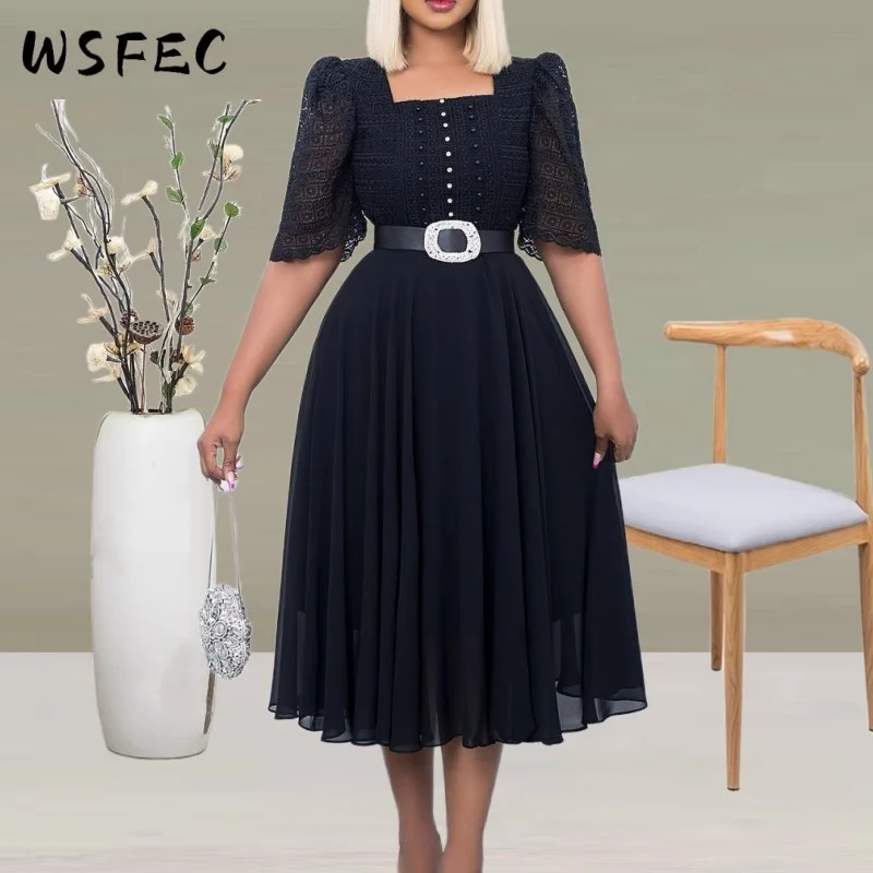 WSFEC 2023 Spring Summer Casual Dresses for Women Clothing Solid Chiffon Patchwork Nail Bead Short Sleeve Elegant Evening Dress
WSFEC 2023 Spring Summer Casual Dresses for Women Clothing Solid Chiffon Patchwork Nail Bead Short Sleeve Elegant Evening Dress