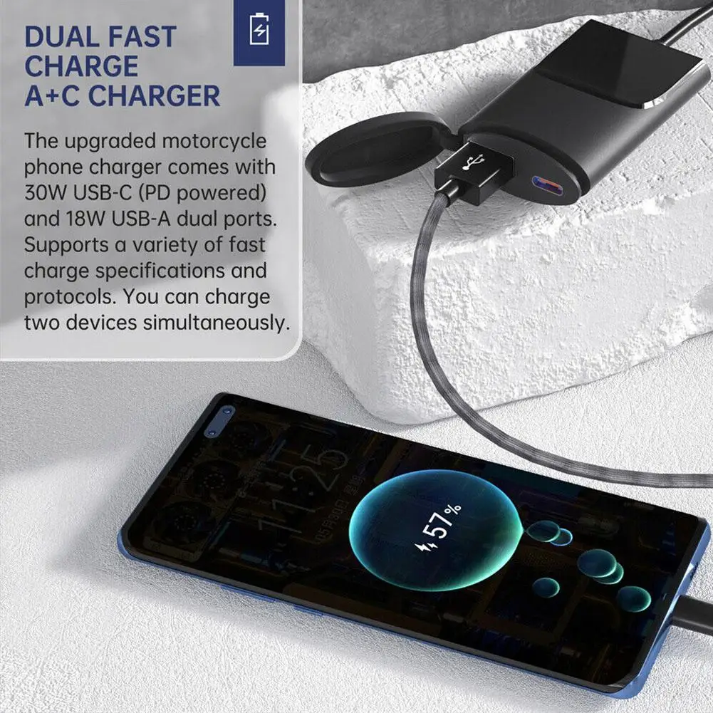 Motorcycle QC3.0 USB Charger 30W USB-C Motorbike Waterproof Fast Handlebar Phone GPS Charger Mounting Bracket Adapter M2U5
Motorcycle QC3.0 USB Charger 30W USB-C Motorbike Waterproof Fast Handlebar Phone GPS Charger Mounting Bracket Adapter M2U5