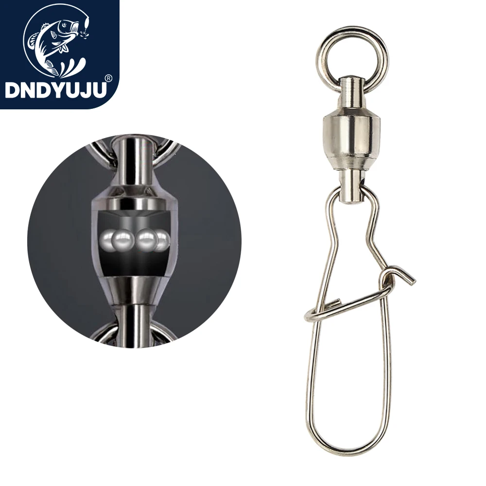 

DNDYUJU 500PCS Fishhook Lure Connector Pin Bearing Rolling With Hooked Swivel Stainless Steel Snap Fishing Accessories