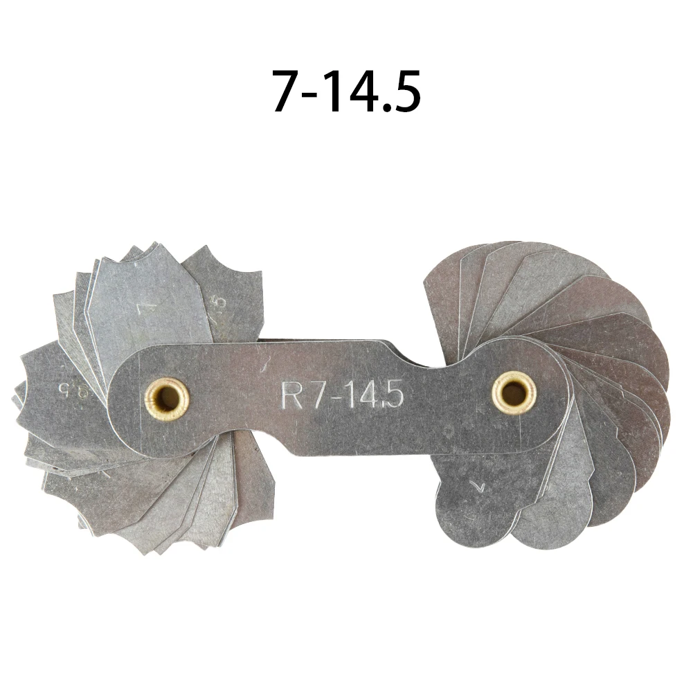Radius Template R Gauge Radius Gauge Plate Fillet Gauge Screw Pitch Thread Plug Gage Measuring Tool R1-6.5/R7-14.5/R15-25/R26-80
Radius Template R Gauge Radius Gauge Plate Fillet Gauge Screw Pitch Thread Plug Gage Measuring Tool R1-6.5/R7-14.5/R15-25/R26-80