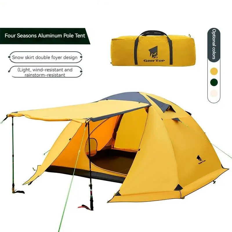 

1-4 ManPortable Hiking Outdoor Tent Canopy Spring Outing Camping Fishing Rainproof Double-Layer Tent One Bedroom One Living Room