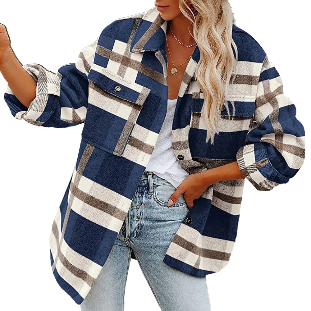 Autumn Plaid Fleece Woolen Jacket Coat Ladies Fashion Single Breasted Tops Jackets Street Outerwear Female Clothing For Women
Autumn Plaid Fleece Woolen Jacket Coat Ladies Fashion Single Breasted Tops Jackets Street Outerwear Female Clothing For Women