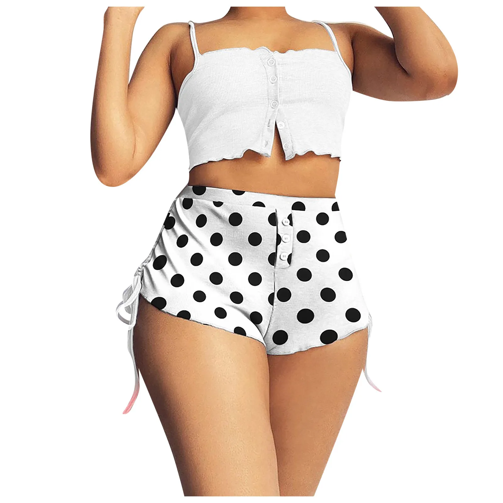 

Polka Dot Side Drawstring Shorts Sexy High Waist Streetwear Legging Shorts Summer Women's Casual Sport Short Trousers Home Pants