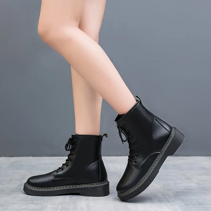 2022 Fashion Winter Ankle Boots Pu Leather Women Boots Work Shoes Round Toe Lace-Up Women Shoes Black Female Platform Boots
2022 Fashion Winter Ankle Boots Pu Leather Women Boots Work Shoes Round Toe Lace-Up Women Shoes Black Female Platform Boots
