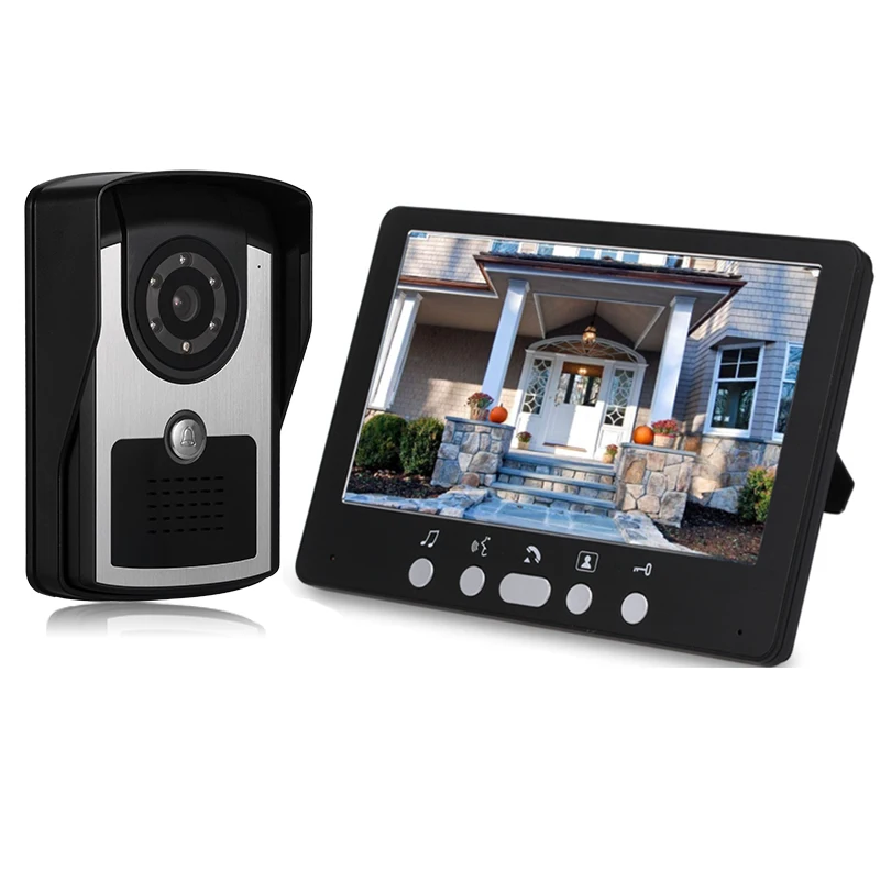 

Visual Intercom Doorbell 7''Color Wired Video Door Phone System Indoor Monitor 1000TVL Outdoor IR Camera Rain Proof And Unlock