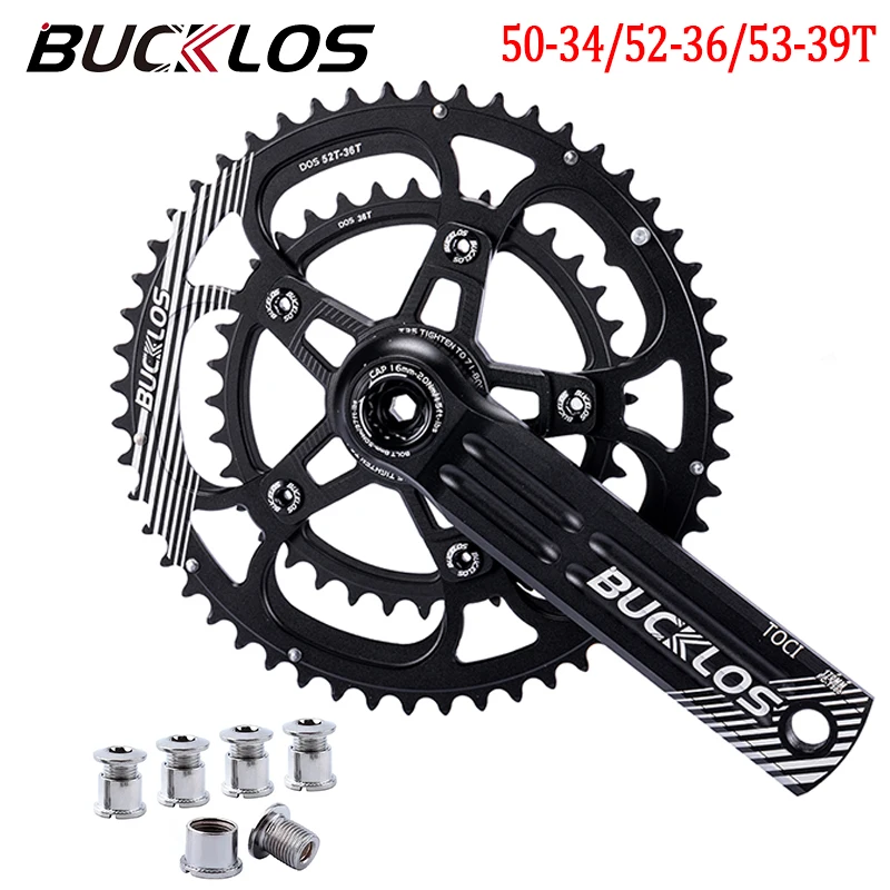 

BUCKLOS 110BCD Road Bike Chainring 50-34/52-36/53-39T Bicycle Chainwheel 8/9/10/11 Speed MTB Plate for Double Speed Crankset