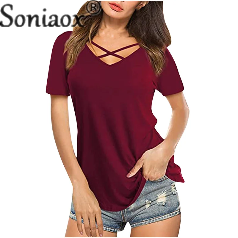 Fashion Crossover Tape V Neck Pullover T-Shirt Female Trend Streetwear Loose Short Sleeves Tops Women's Comfortable Casual Tees
Fashion Crossover Tape V Neck Pullover T-Shirt Female Trend Streetwear Loose Short Sleeves Tops Women's Comfortable Casual Tees