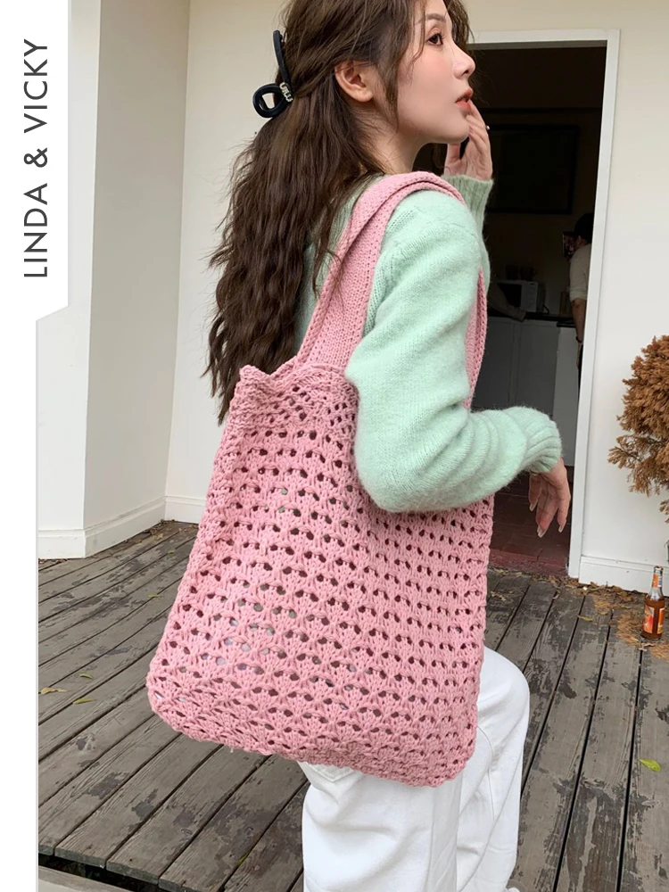 Women's Hollow Out Crochet Bag High Quality Wool Knitted Shoulder Bags Leisure Holiday Style Large Capacity Exposure Handbag New
Women's Hollow Out Crochet Bag High Quality Wool Knitted Shoulder Bags Leisure Holiday Style Large Capacity Exposure Handbag New