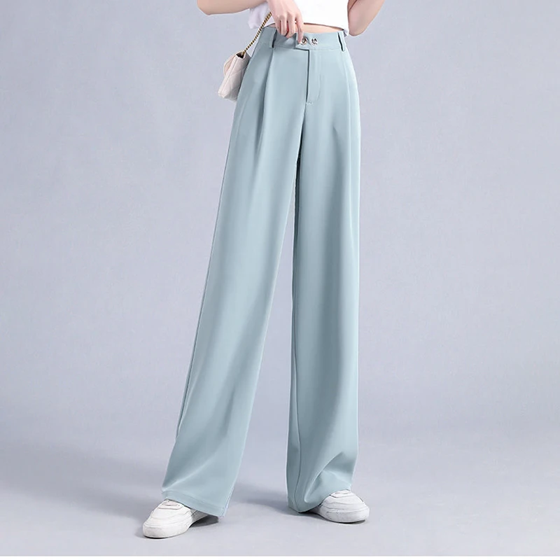 2022 New Light Blue Casual Wide Leg Women Pants Spring Summer High Waist Female Elegant Minimalism Office Loose Slim Trousers
2022 New Light Blue Casual Wide Leg Women Pants Spring Summer High Waist Female Elegant Minimalism Office Loose Slim Trousers