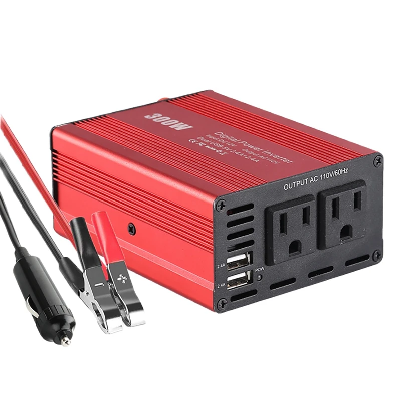 300W Power Inverter DC12V To AC110V Power Converter Splitter Double USB Fast Charging Car Power Inverter US Plug
300W Power Inverter DC12V To AC110V Power Converter Splitter Double USB Fast Charging Car Power Inverter US Plug