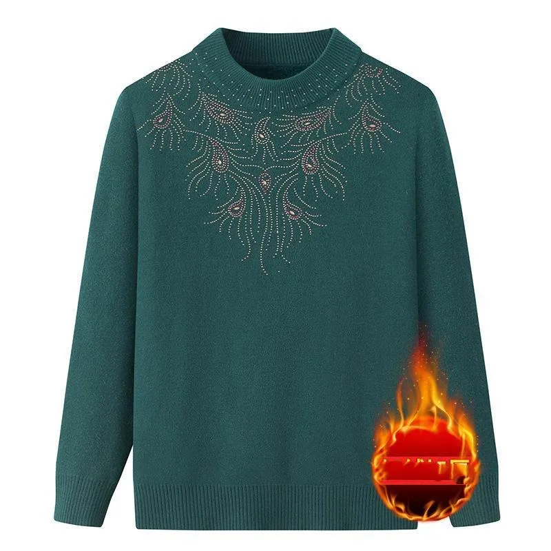 Autumn Winter Women's Pullover Round Neck Solid Screw Thread Rhinestone Embroidery Long Sleeved Sweater Knitted Elegant Tops
Autumn Winter Women's Pullover Round Neck Solid Screw Thread Rhinestone Embroidery Long Sleeved Sweater Knitted Elegant Tops