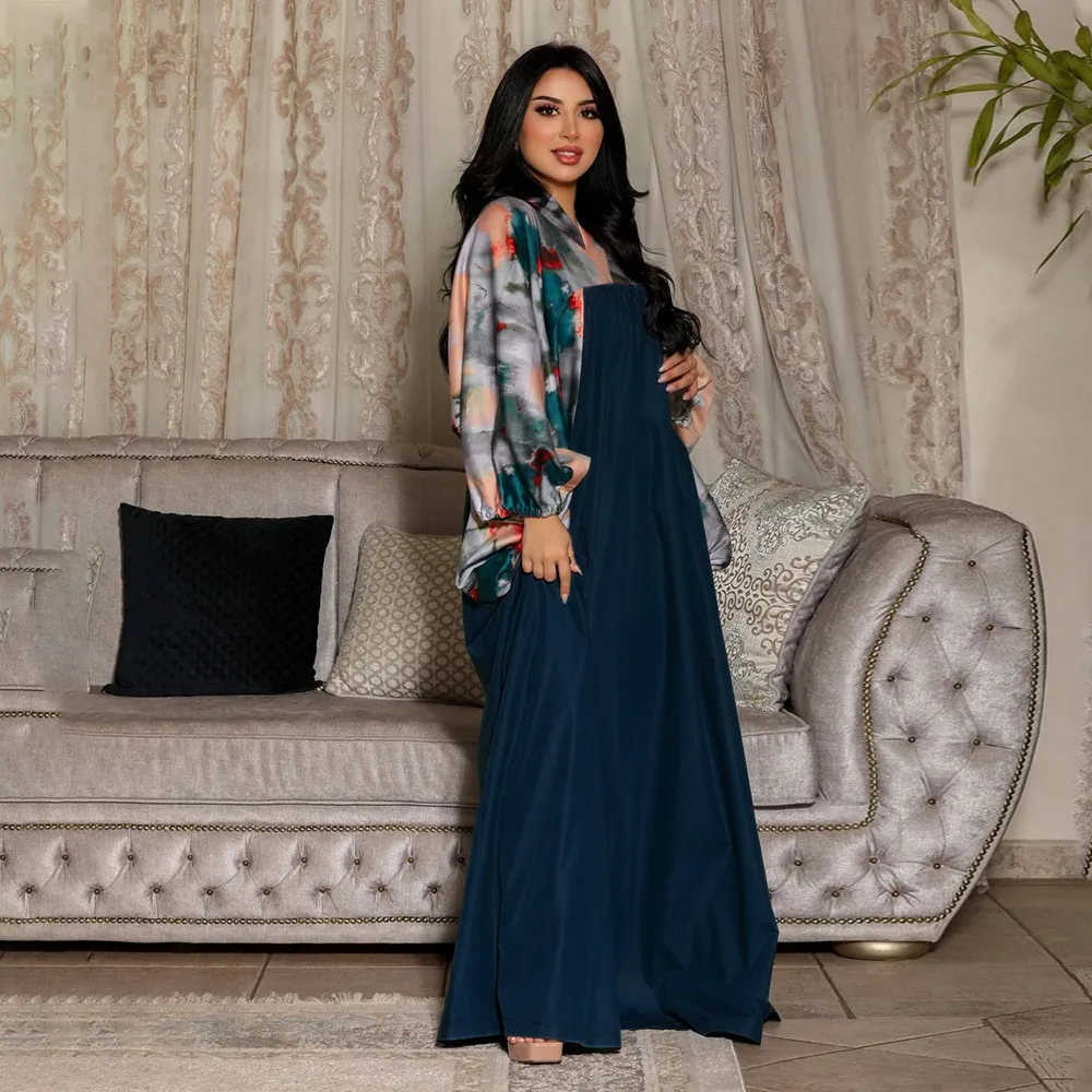 

Ramadan Muslim Women Print Maxi Dress Eid Mubarak Djellaba Saudi Arabic Robe Islamic Clothing Dubai Abaya Turkey Kaftan Jalabiya