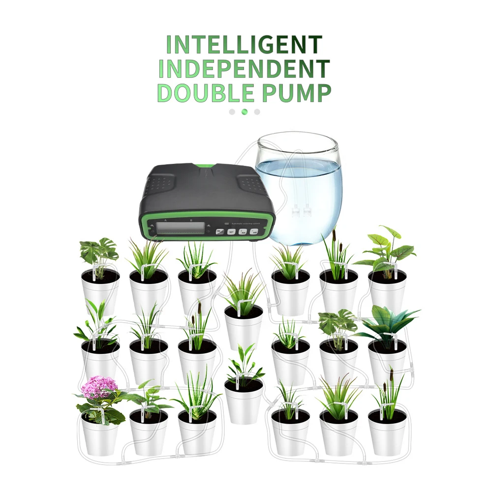 Intelligent Automatic Watering Device Double Pump Timed Waterer Garden Terrace Drip Irrigation System for 20 Potted Plant Flower
Intelligent Automatic Watering Device Double Pump Timed Waterer Garden Terrace Drip Irrigation System for 20 Potted Plant Flower