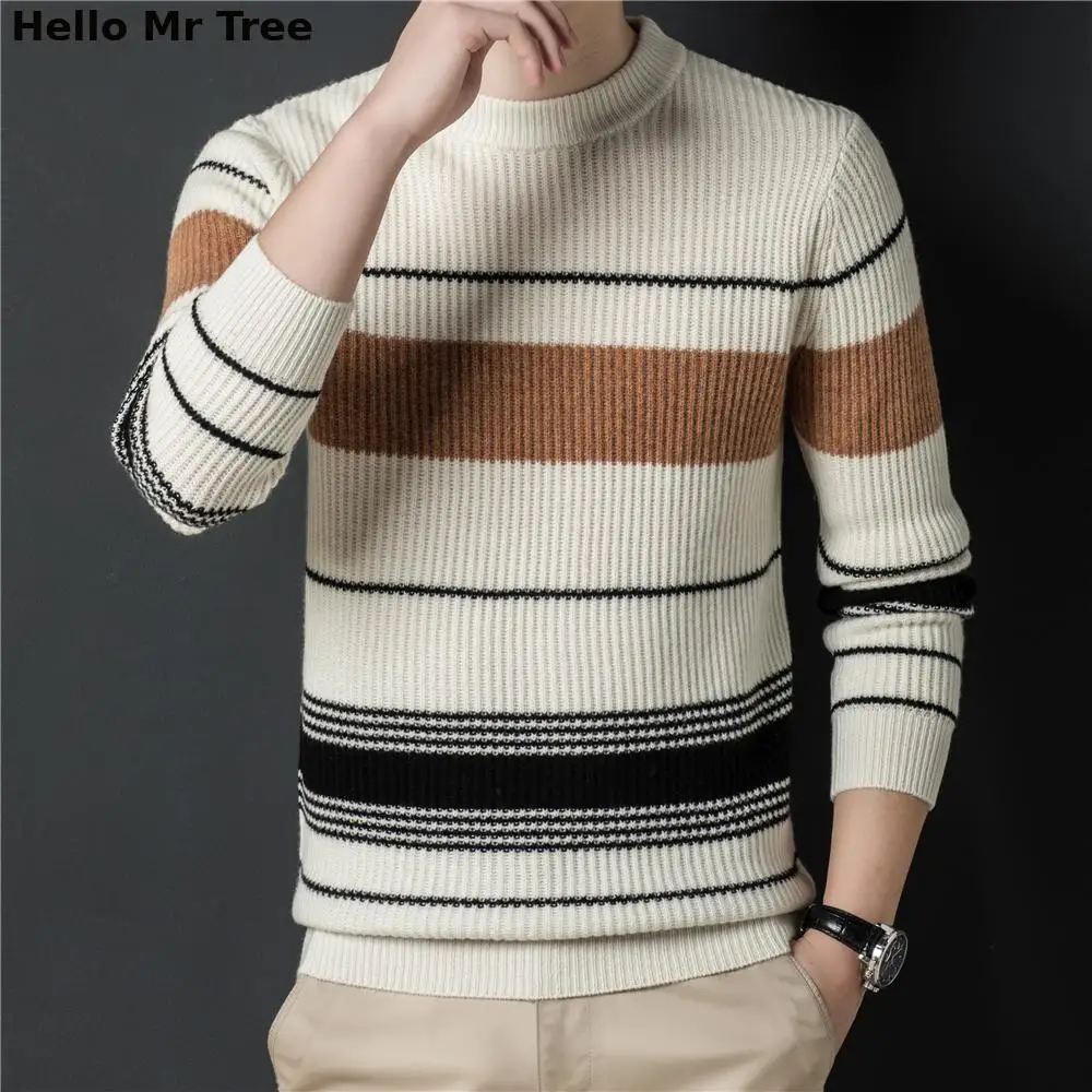 100% Merino Wool Thick Warm Sweater Men Clothing Autumn Winter New Arrival O-Neck Big Striped Pullover Men
100% Merino Wool Thick Warm Sweater Men Clothing Autumn Winter New Arrival O-Neck Big Striped Pullover Men
