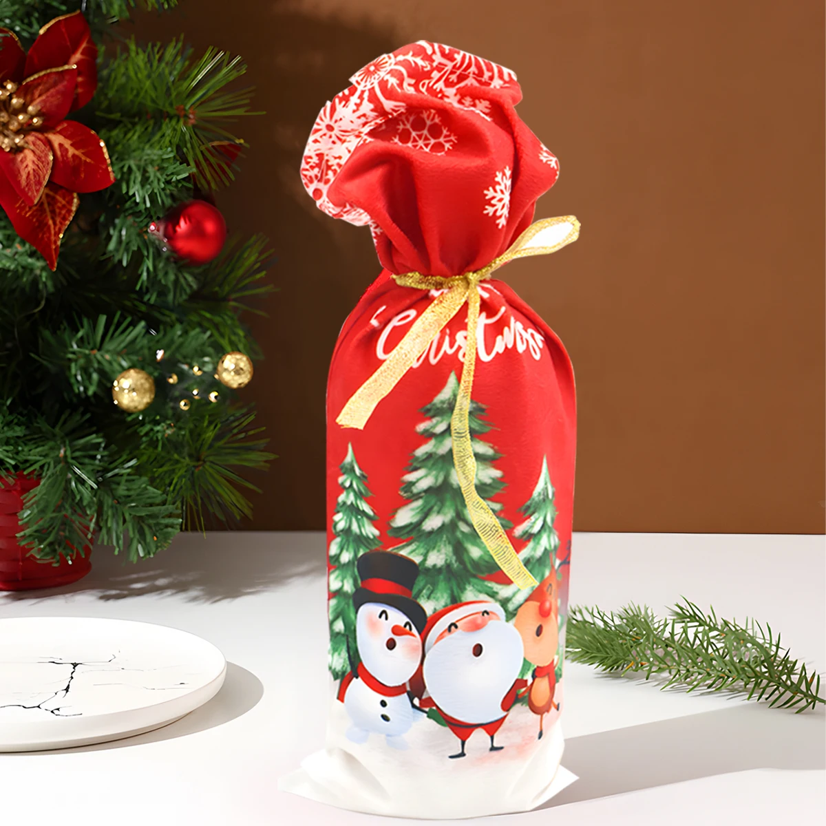 

Christmas Santa Claus Snowflake Wine Bottle Cover 2023 Xmas Gifts Merry Christmas Decorations For Home Cristmas Navidad New Year