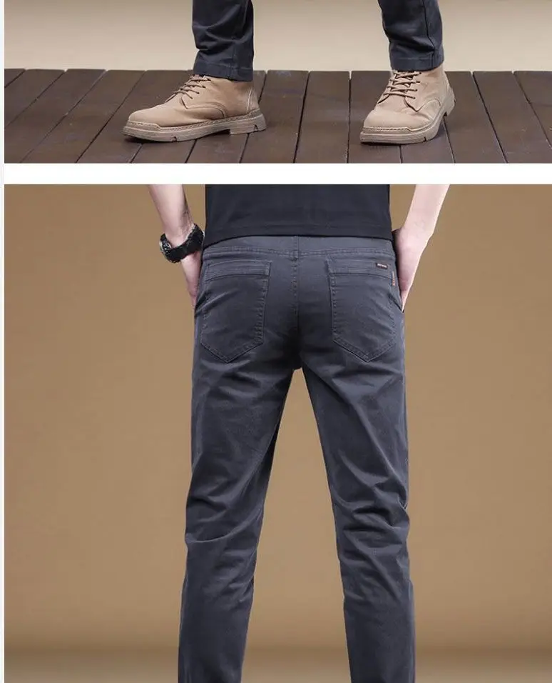 2025 Summer Thin Cotton Men's Casual Pants Trendy Versatile Elastic Light Business Trousers Work Formal Slim Straight Pants 39 S3f11a59eebcb4132b1a461f9a1e0b615t