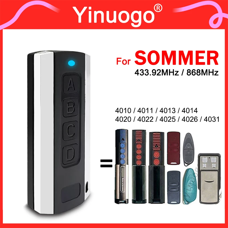 For SOMMER 4031 4020 TX03-868-4 4026 4010 4011 4025 4035 4013 4014 TX03-434-4-XP 4022 TX02-434-2 434.42MHz 868MHz Remote Control
For SOMMER 4031 4020 TX03-868-4 4026 4010 4011 4025 4035 4013 4014 TX03-434-4-XP 4022 TX02-434-2 434.42MHz 868MHz Remote Control