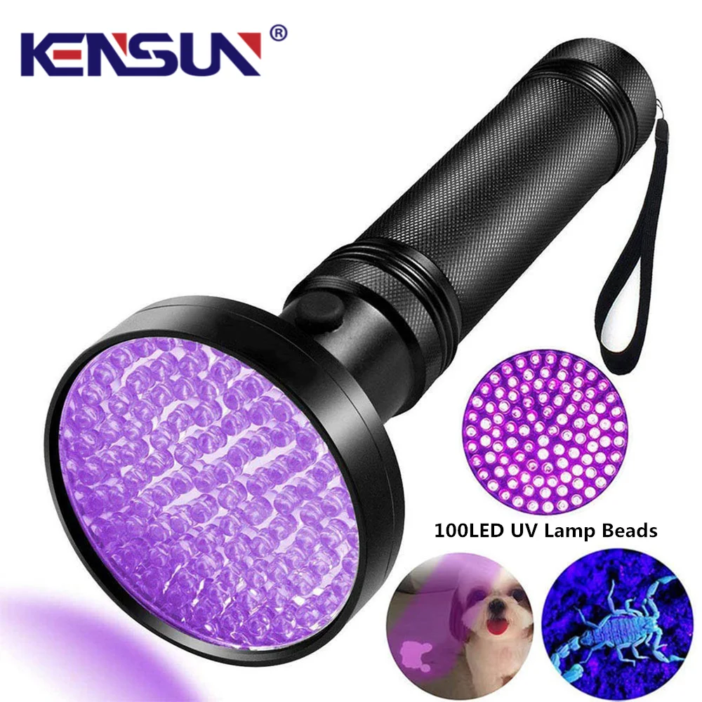 

Super Bright 10W 100 LED 395 nm Violet Ultra Hand Lamp UV Flashlight For Money ,Bed Bugs, Scorpions