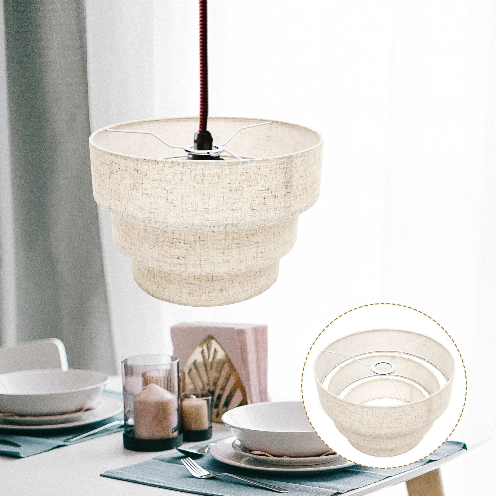 Cylindrical Three Layer Fabric Lampshade Black Chandelier Cloth Modern Metal Drum
Cylindrical Three Layer Fabric Lampshade Black Chandelier Cloth Modern Metal Drum