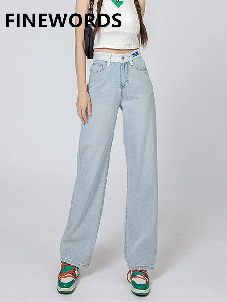 FINEWORDS Vintage Casual Blue Harajuku Straight Jeans Women Korean High Waist Jeans Washed Full Length Streetwear Loose Jeans
FINEWORDS Vintage Casual Blue Harajuku Straight Jeans Women Korean High Waist Jeans Washed Full Length Streetwear Loose Jeans
