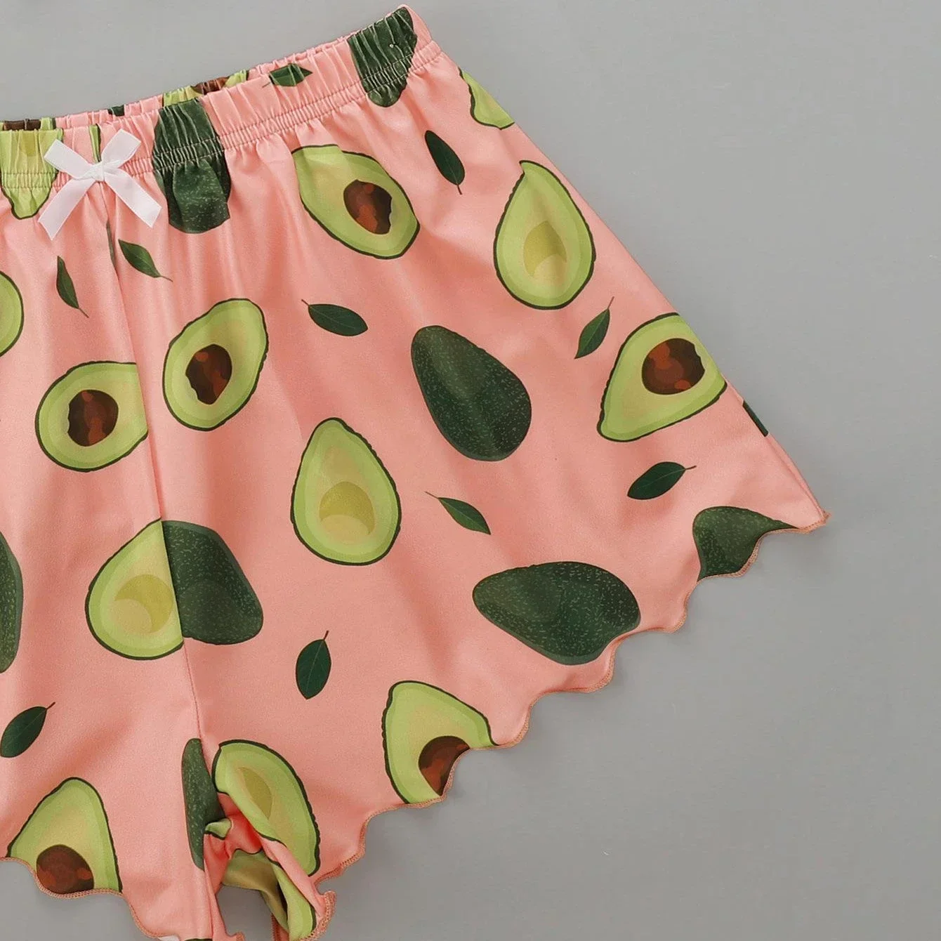 Ensemble pyjama d'été pour femmes, nouveau style, imprimé avocat, caraco avec short, décontracté, sexy, jolie nuisette, vêtements de nuit, sous-vêtements 5