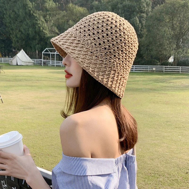 Fashion Wide Brim Women Bucket Hat Summer Knitted Sun Visor Hats Fashion Hollow Fisherman Hat Sunshade Women Girls Beach Hats
Fashion Wide Brim Women Bucket Hat Summer Knitted Sun Visor Hats Fashion Hollow Fisherman Hat Sunshade Women Girls Beach Hats