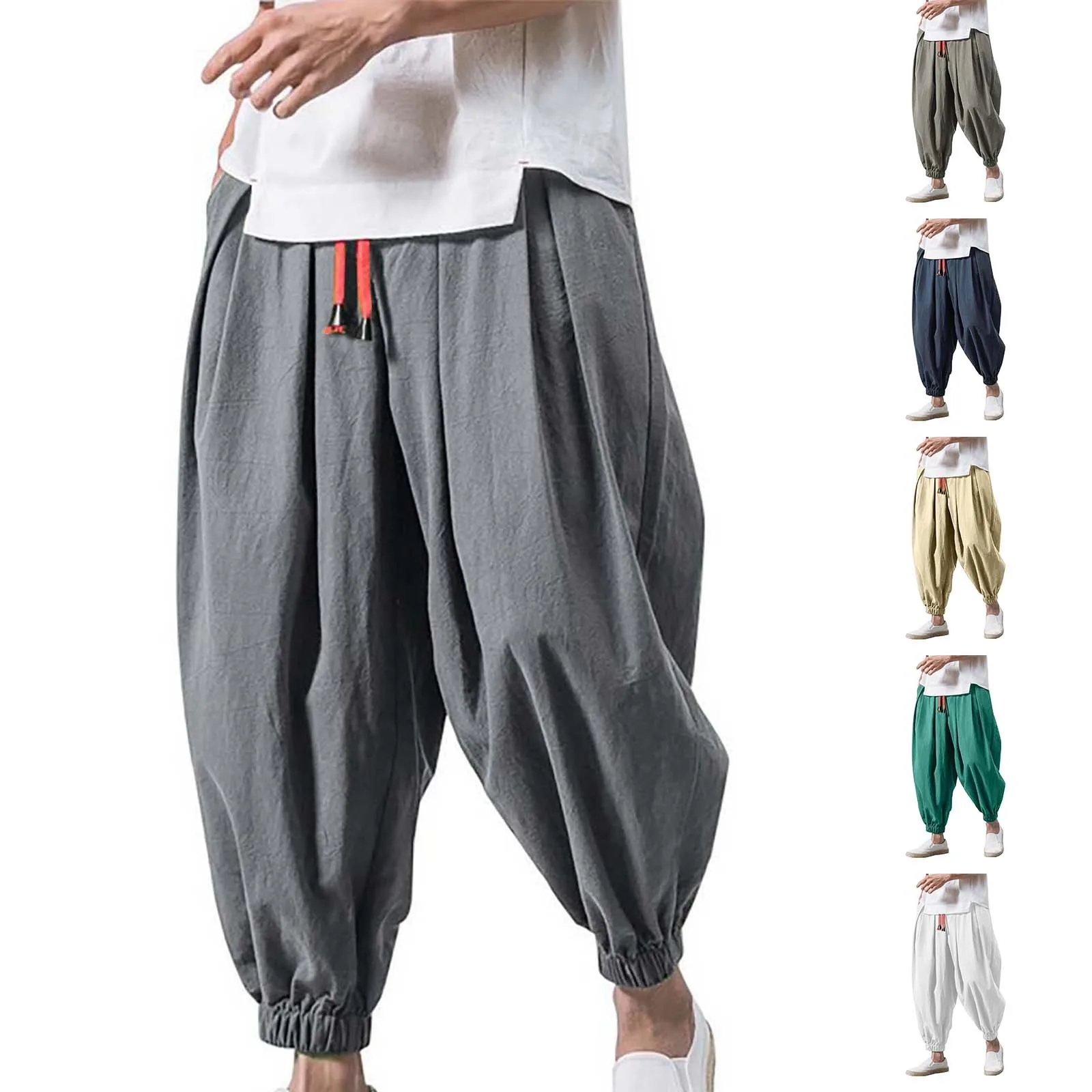 

Fashion Loose Wide Leg Harem Men Casual Pants Stretch Baggy Solid Color Man Trousers Y2k Clothes Gym Work Pantalones Streetwear