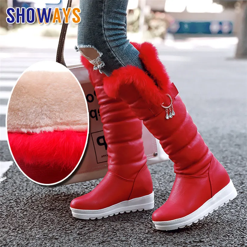 Winter Women Rabbit Fur Plush Knee-high Snow Boots Red White Black Casual Crystal Ring Height Increased Platform Lady Long Boots
Winter Women Rabbit Fur Plush Knee-high Snow Boots Red White Black Casual Crystal Ring Height Increased Platform Lady Long Boots