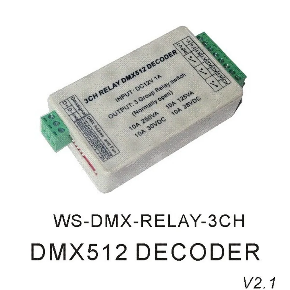 DMX512 LED Controller 3 Channel DMX Relay Board Output Decoder Switch DC 12V 10Ax3CH Relay Module LED Controller
DMX512 LED Controller 3 Channel DMX Relay Board Output Decoder Switch DC 12V 10Ax3CH Relay Module LED Controller