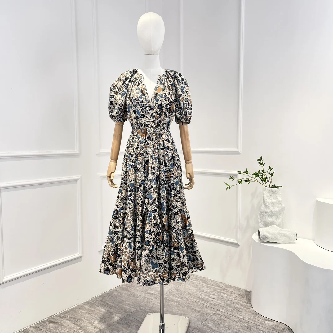 2023 New Arrival High Quality V-neck Floral Poplin Lantern Sleeve Midi Dress for Summer Vacation
2023 New Arrival High Quality V-neck Floral Poplin Lantern Sleeve Midi Dress for Summer Vacation