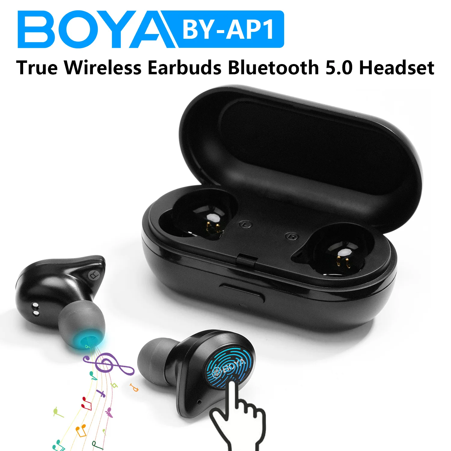 

BOYA BY-AP1 True Wireless Earbuds Bluetooth 5.0 Headset Hi-Fi Stereo for Smartphone Built-in Mic for Work Running Travel Gym