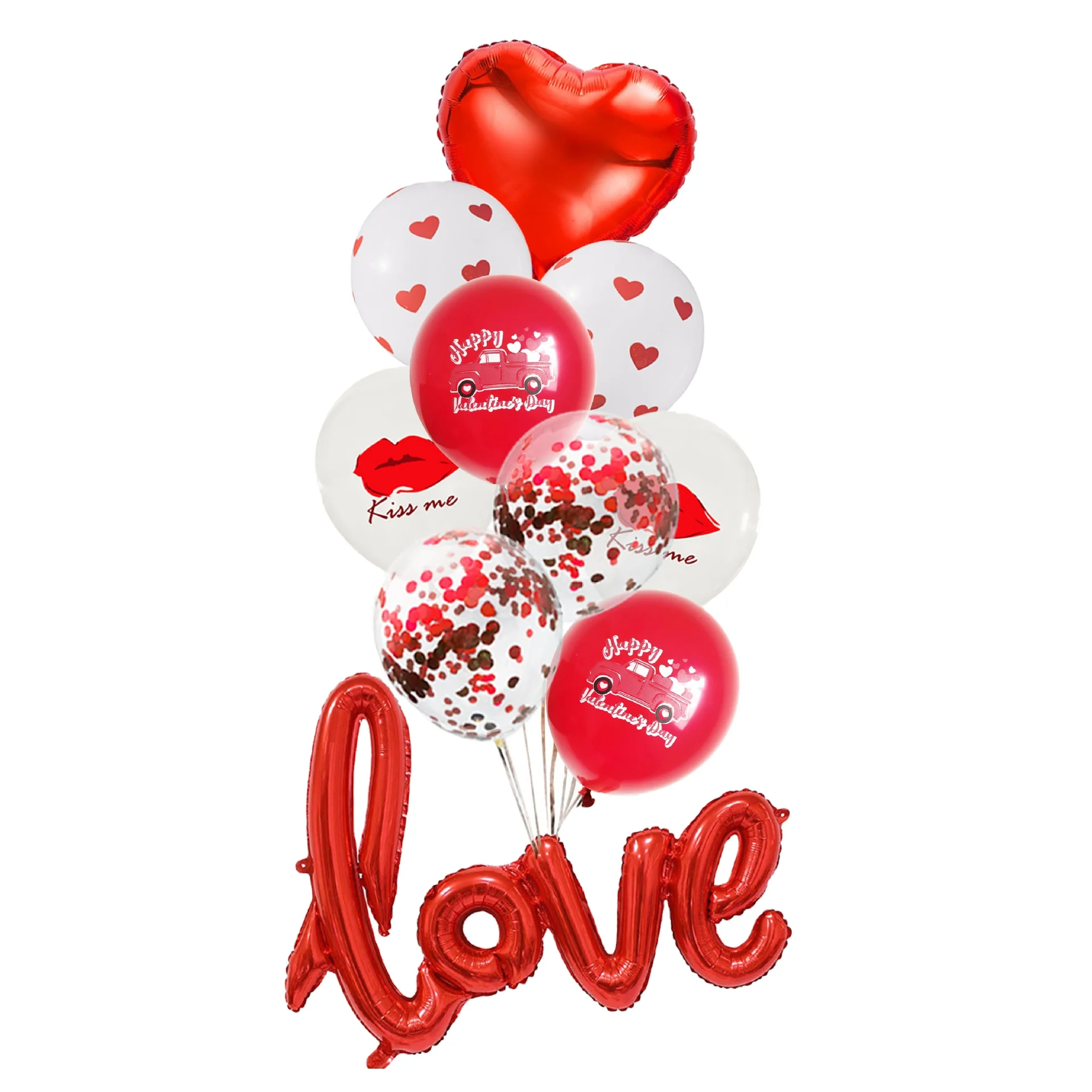 

valentines day party heart shape foil letter balloon 12 inch confetti ballon party decoration red latex arch kit