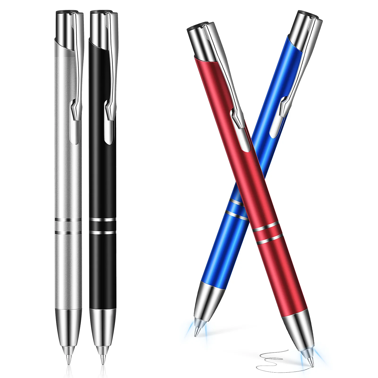 

4 Pcs Ballpoint Pen Flashlight Pens LED Multifunction Press Metal Nurse Lighted Tip Portable Writing With