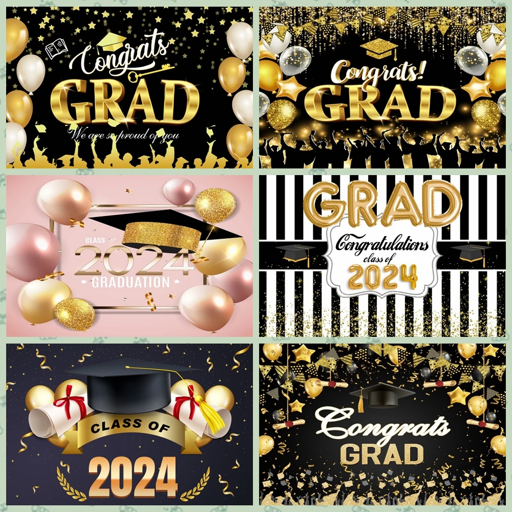 

Laeacco Graduation 2024 Prom Background for Photography Congrats Grad Class of Party Portrait Photographic Backdrop Photo Studio