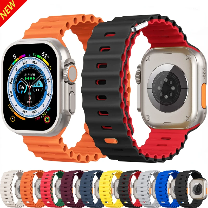 Ocean Silicone Strap For Apple Watch Band Ultra 2 49mm 9 8 7 45mm 41mm Bracelet Wristband iWatch 6 5 4 3 SE2 44mm 40mm 42mm Belt
Ocean Silicone Strap For Apple Watch Band Ultra 2 49mm 9 8 7 45mm 41mm Bracelet Wristband iWatch 6 5 4 3 SE2 44mm 40mm 42mm Belt