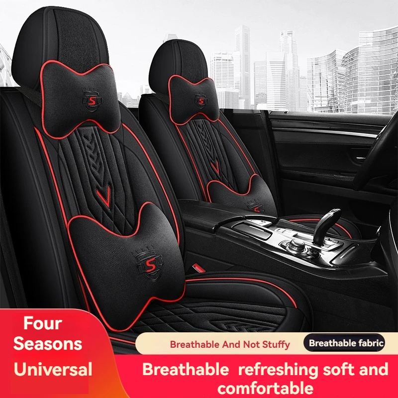 

5 Seat Breathable Linen Car Seat Cover For JAGUAR XF F-Pace E-pace I-Pace X-Type XE XJ XK Car Accessories Comfortable Protector