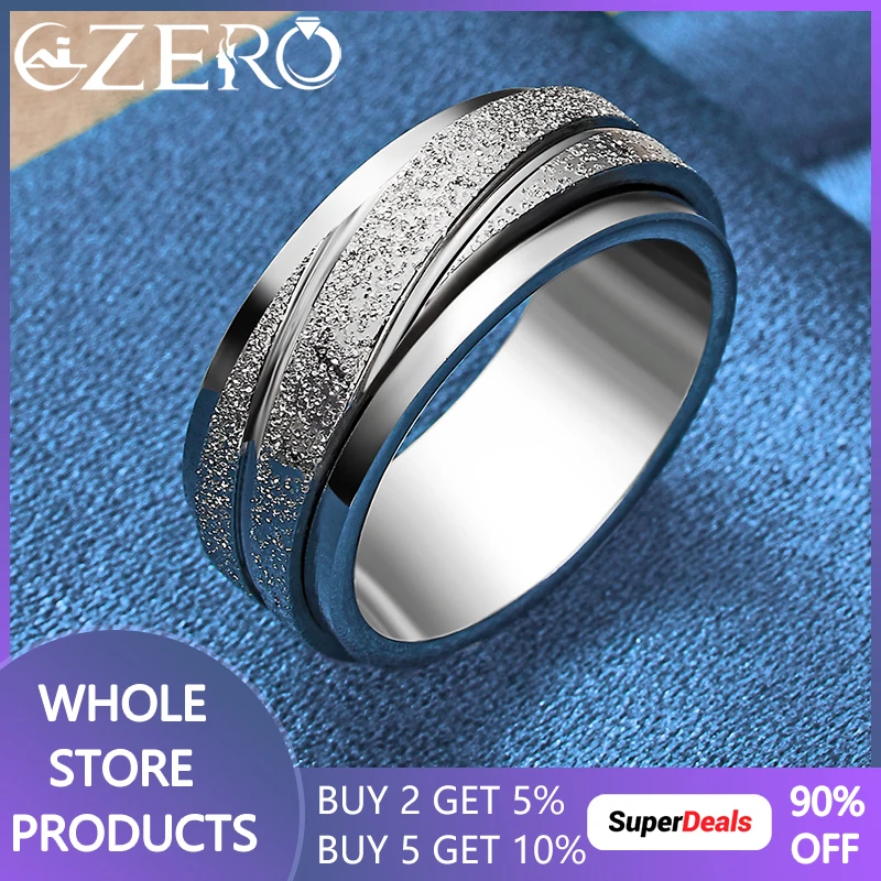 

ALIZERO 925 Sterling Silver Black Frosted Ring For Woman Man Wedding Engagement Fashion Party Jewelry Gift