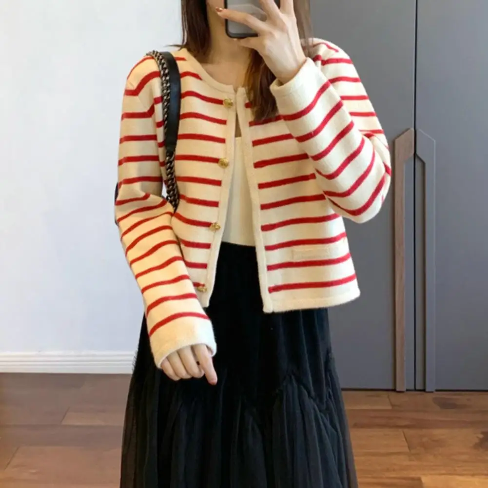 

This cardigan is striped, it will look cute and sweet when you wear it