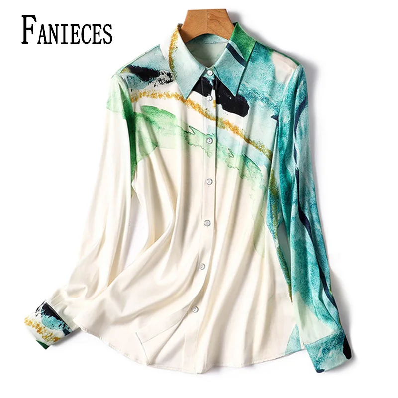 

FANIECES S-4XL Fashion Luxury Ladies camisas Shirt France Style Woman Printing Blouse Spring Autumn Long sleeve Tops blusa mujer