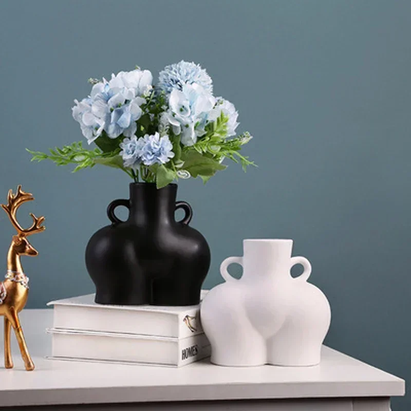 

Керамическая ваза, абстрактные фигурки, украшение для комнаты, скульптура боди-арта, искусственный цветочный горшок, украшение для стола, Современный домашний декор
