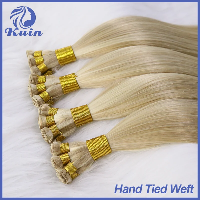 

Brazilian Straight Handmade Human Hair Extensions Double Drawn Hand Tied Weft 14"-24" Raw Virgin Hair Weaves Bundles Unprocessed